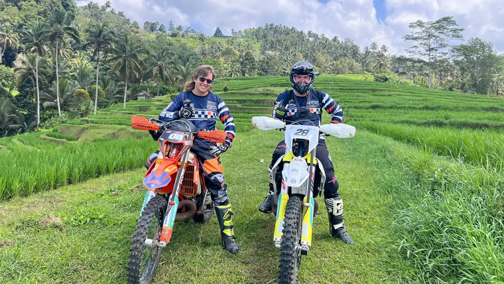 rice paddies and mates from Australia ussing KTM and Husqvarna